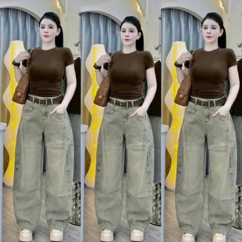 Quần bò ống rộng nữ cạp cao quần jeans ống rộng lưng cao, vải bò 2024 | BigBuy360 - bigbuy360.vn