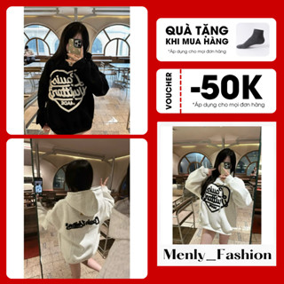  Áo Hoodie Nỉ Unisex Form Rộng Thêu Hình Trái Tim Chữ Xù Chất Vải Nỉ Bông Dày Dặn Giữ Ấm Thời Trang Nam Nữ Thu Đông 