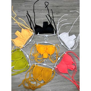 Sẵn Kèm Hình Thật Set Bikini Tam Giác Quần Dây Cột Tuỳ Chỉnh Nhiều Màu