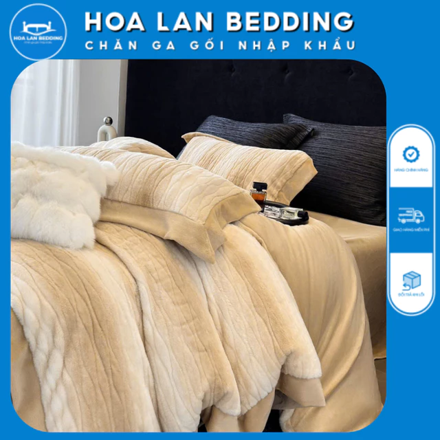 Bộ 4 món Nỉ Lông Hồ Ly Siêu cao cấp LOVEWEHOUSE mềm mướt mịn màng không bai xù tặng kèm túi sách sang trọng .