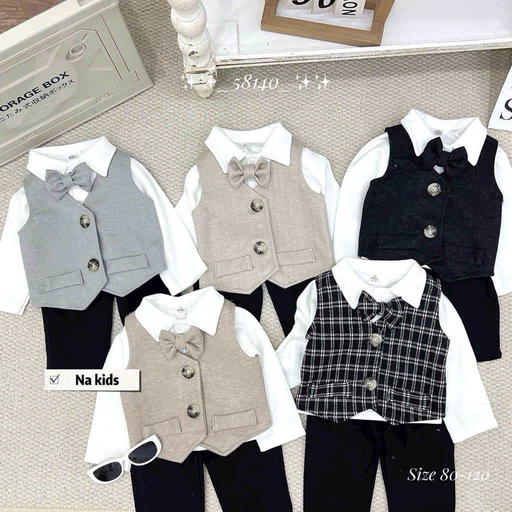 Bộ công tử kẻ cho bé trai 9-23kg