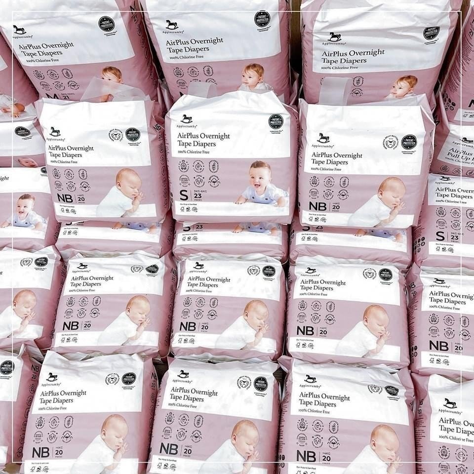 Combo 2 bịch bỉm Applecrumby mini Bỉm ĐÊM/NGÀY Airplus Overnight, Slim Easy Day