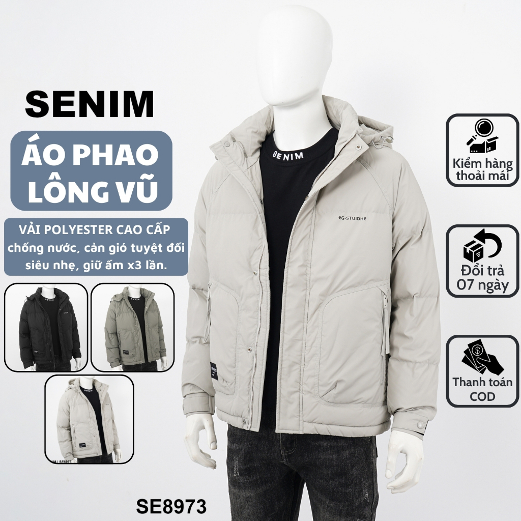  Áo Khoác Phao Nam Lông Vũ 100% SENIM Cao Cấp Cản Gió Cản Bụi Giữ ấm áo Nam Thể Thao Năng động SE897 