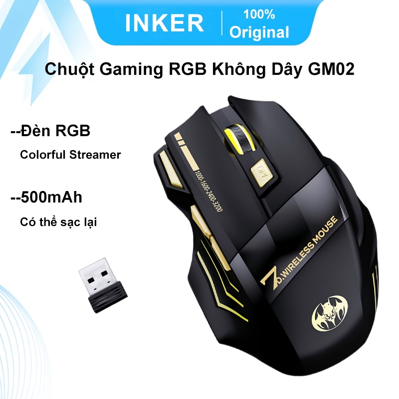 Chuột Gaming RGB Không Dây INKER GM02 Có Thể Sạc Lại