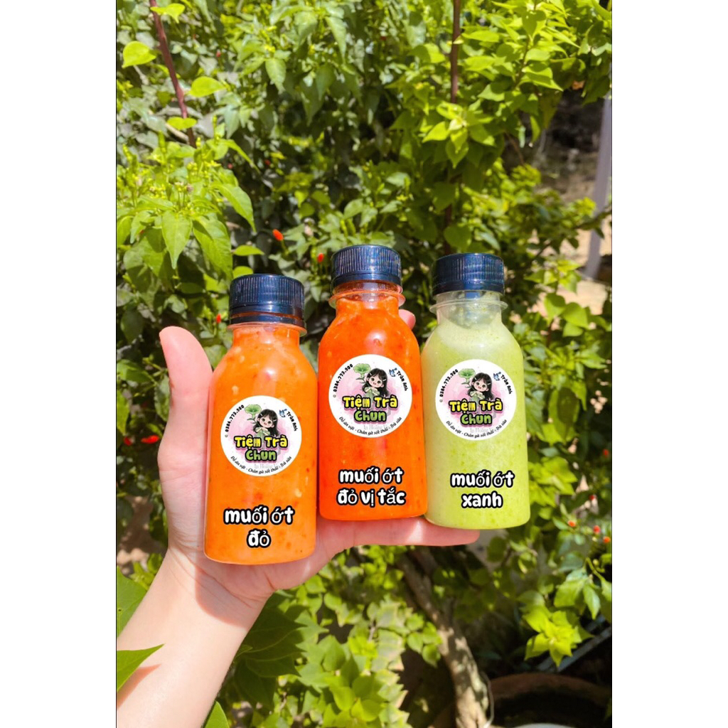 Muối chấm hải sản 3 vị (muối ớt đỏ, muối ớt tắc, muối ớt xanh) Mua 3 chai Tặng 1 chai bất kì