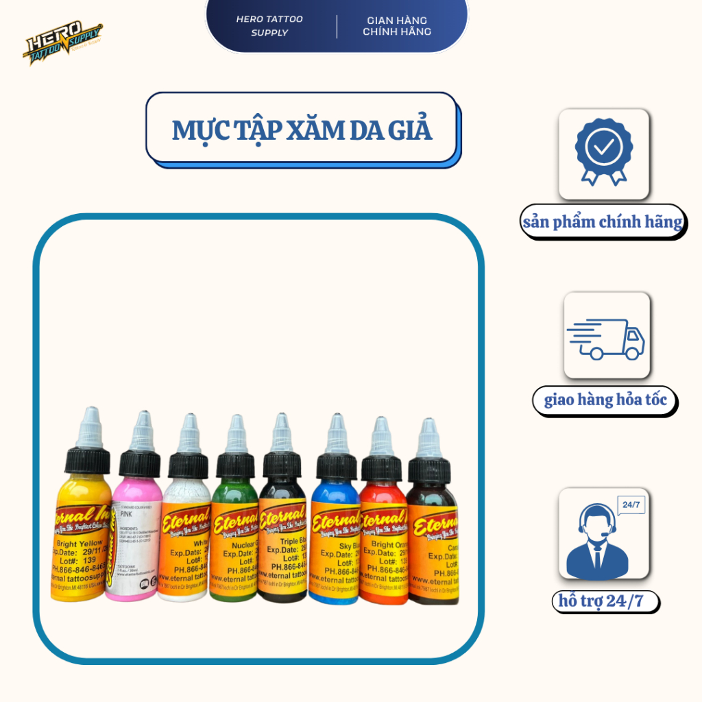 Mực tập xăm ETERNAL 30ml, mực xăm đẹp