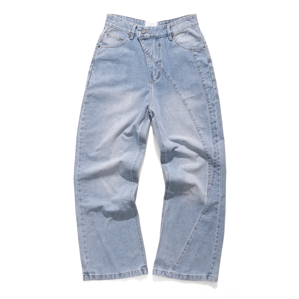 PROJECT 95 - QUẦN JEAN LOE ZIP XÉO RÃ ỐNG - ASYMMETRIC FLARED JEAN