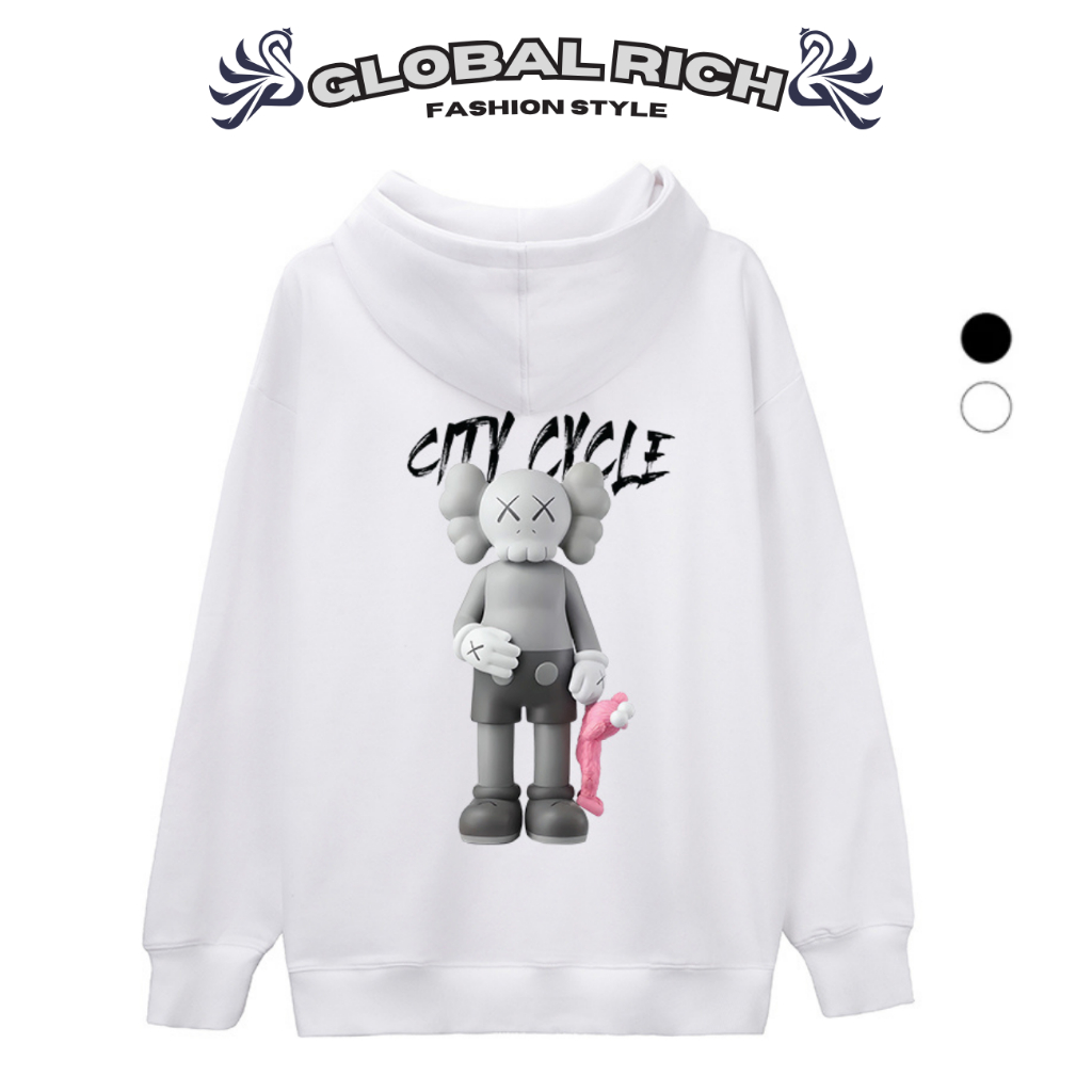 Áo Hoodie Global Rich Premium Nỉ Kaws Gone City Cycle