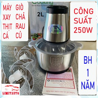 [ Bảo Hành 1 NĂM ] Máy xay thịt, cối xay thực phẩm inox 304 dung tích 2LIT - Máy xay thịt cá đa năng xay sinh tố giò chả