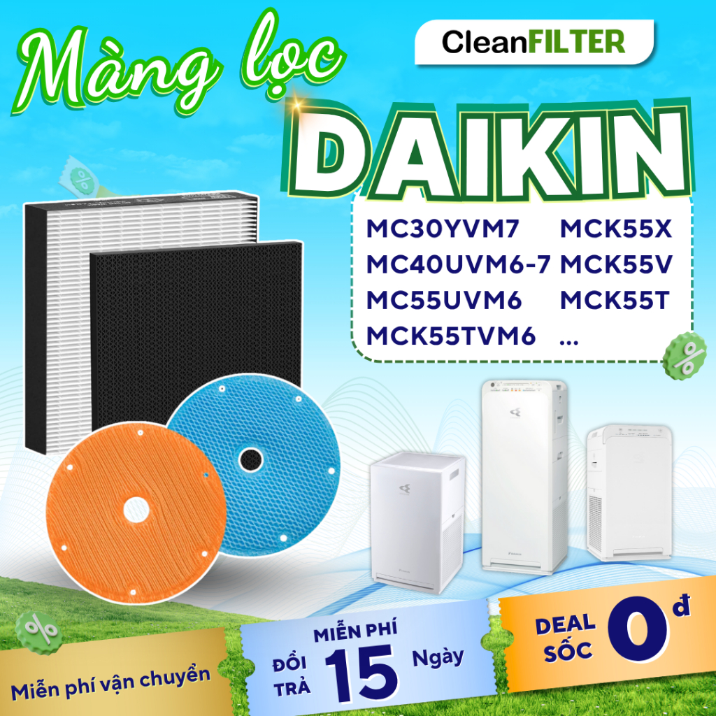 [SHOP SI] Màng lọc không khí Daikin: MCQ30ZVM7, MC30YVM7, MC40UVM6-7, MC55UVM6, MCK55TVM6,MCK55X,...