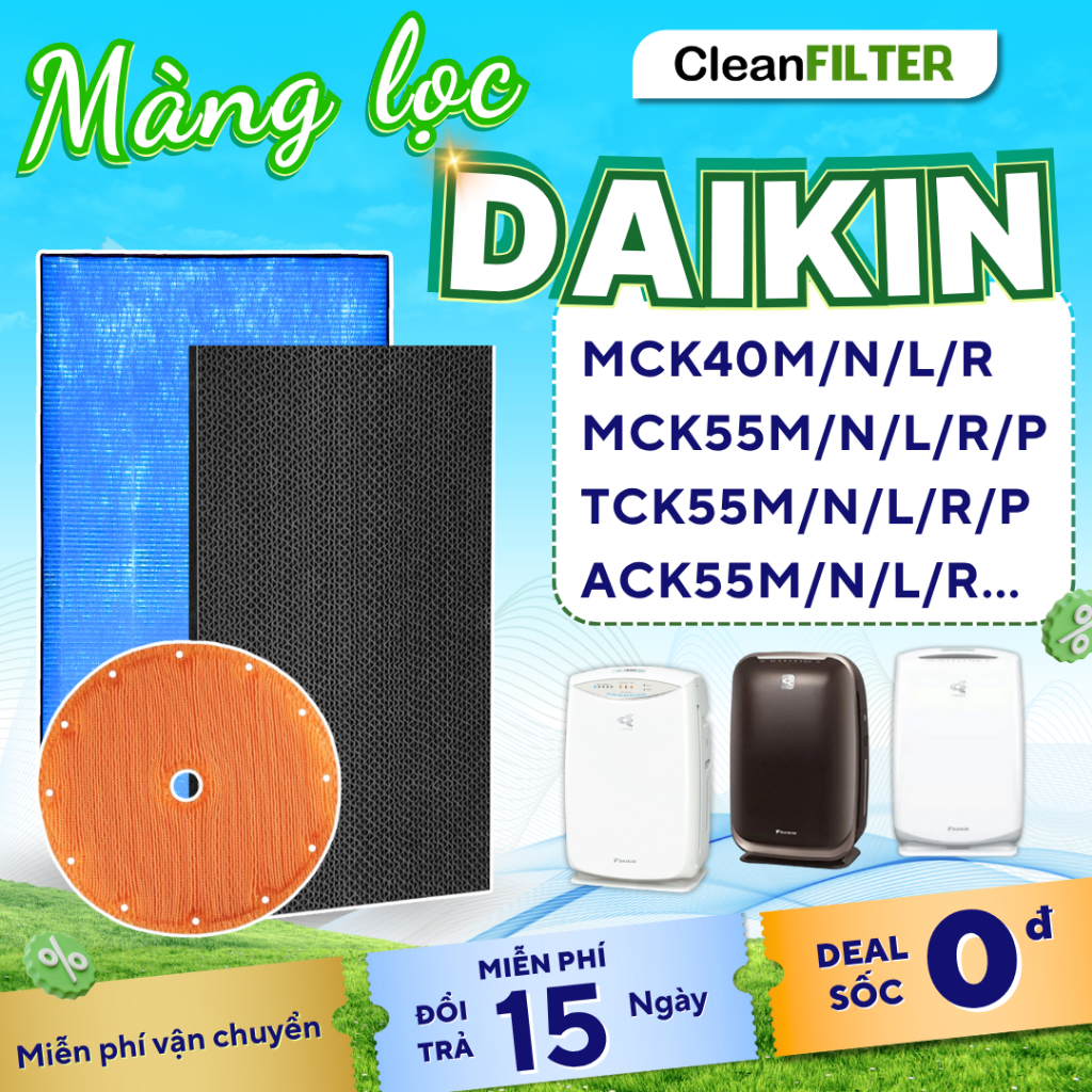 [SHOP SỈ[ Màng lọc không khí Daikin: MCK55, TCK55, ACK55, MCK40, ACK40, TCK40,.. Màng lọc Hepa trứng