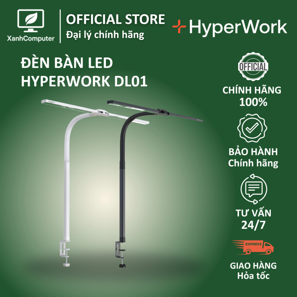 Đèn Bàn 𝗟𝗘𝗗 HyperWork Luna | DL01 Điều Khiển Không Dây