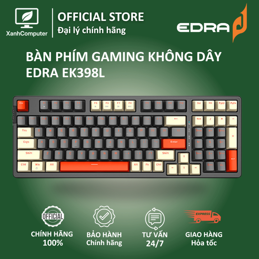 Bàn phím Gaming không dây EDRA EK398L
