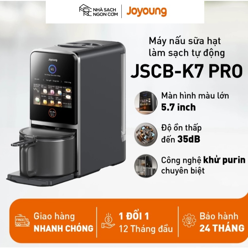 Máy nấu sữa hạt đa năng JOYOUNG làm sạch tự động JSCB-K7 PRO giảm ồn - Bảo hành 24 tháng