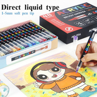  Bộ 36 48 60 72 120 168 màu bút lông dầu Acrylic dạng ống mực - Ngòi mềm vẽ chuyên nghiệp - Set không cần bấm mực 
