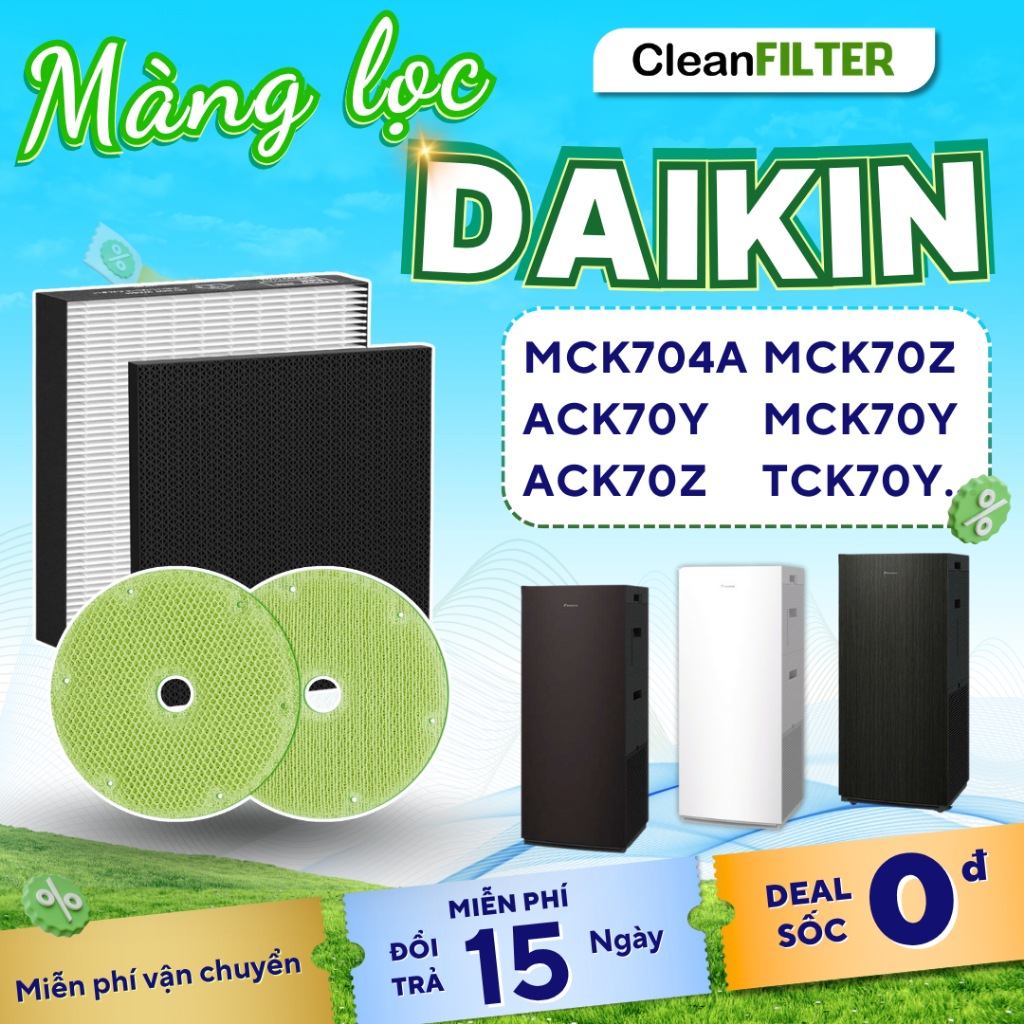 [SHOP SỈ] Màng lọc không khí Daikin: MCK70ZVM7, MC80ZVM7,.. màng lọc tĩnh điện, Màng lọc Daikin cột