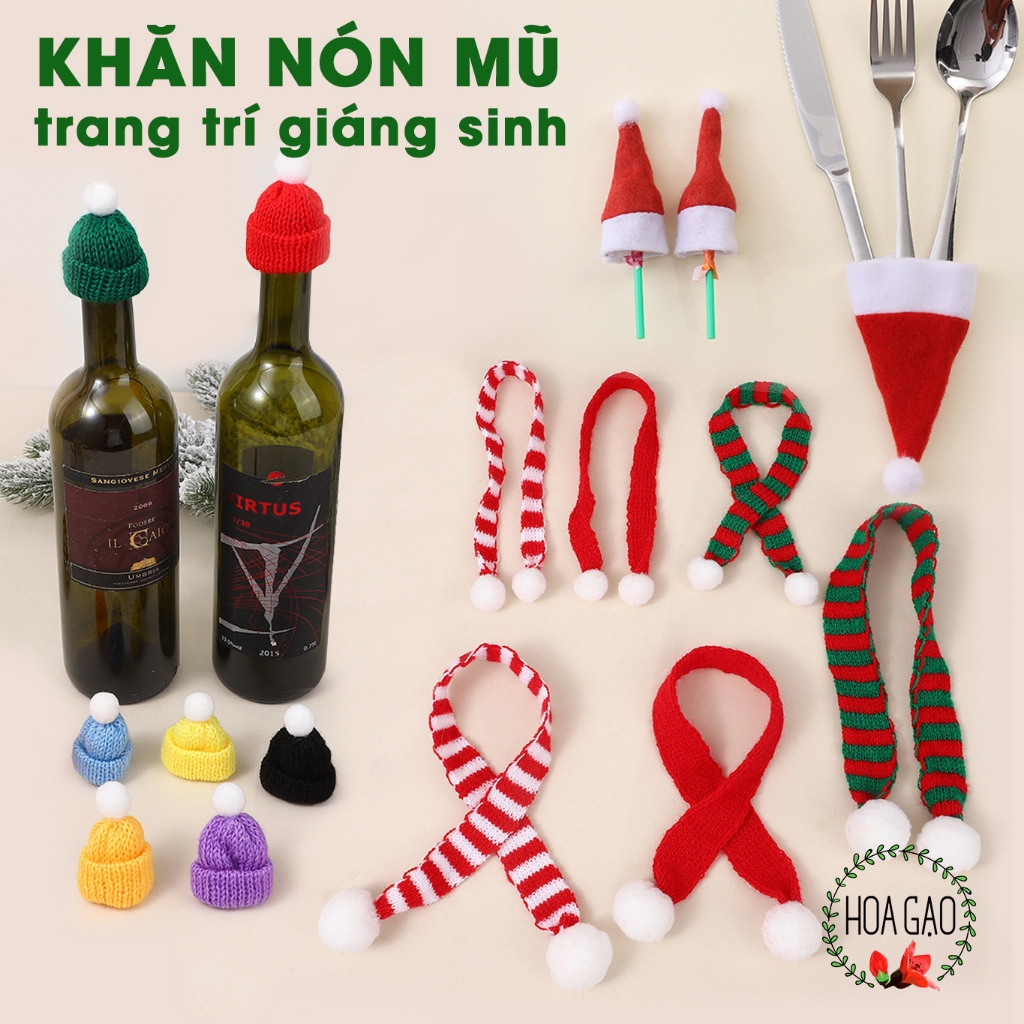 Phụ kiện Tết khăn choàng trang trí khăn quàng len nón mũ len giáng sinh noel trang trí decor