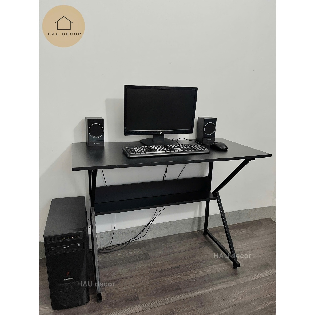 Bàn làm việc, bàn gaming chữ K có kệ lửng, mặt bàn gỗ MDF chống nước KT: 100x48x73cm