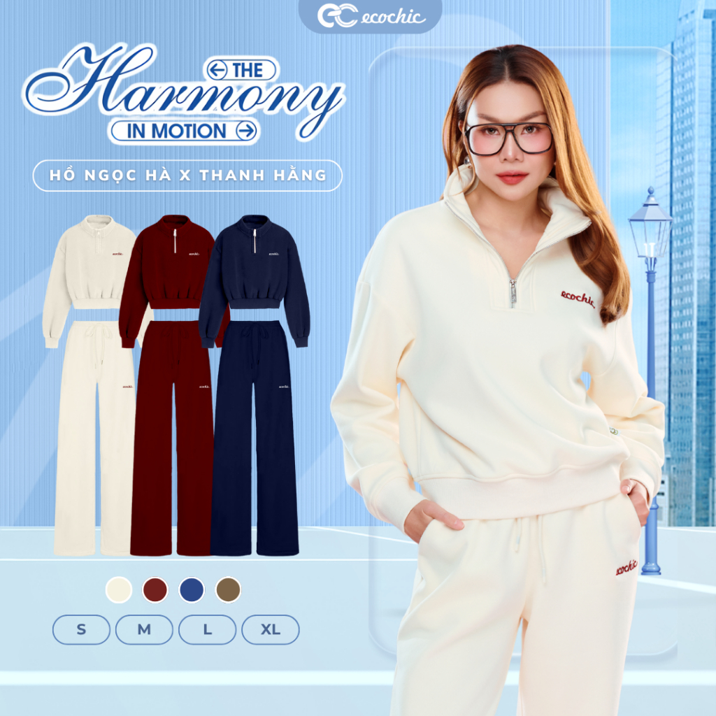 Set Bộ Nỉ Lót Lông ECOCHIC GRAVITY SET Cổ Khoá Halfzip Quần Ống Suông Cao Cấp Chính Hãng HNH B200 | BigBuy360 - bigbuy360.vn