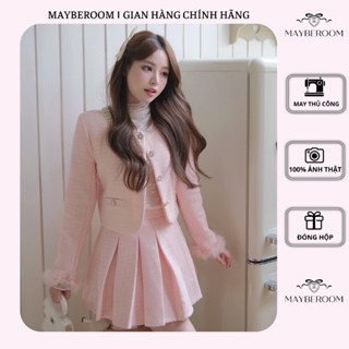  MAYBEROOM® Set dạ Tweed Thu Đông cao cấp mix chân váy xếp ly sang chảnh Winter Muse 