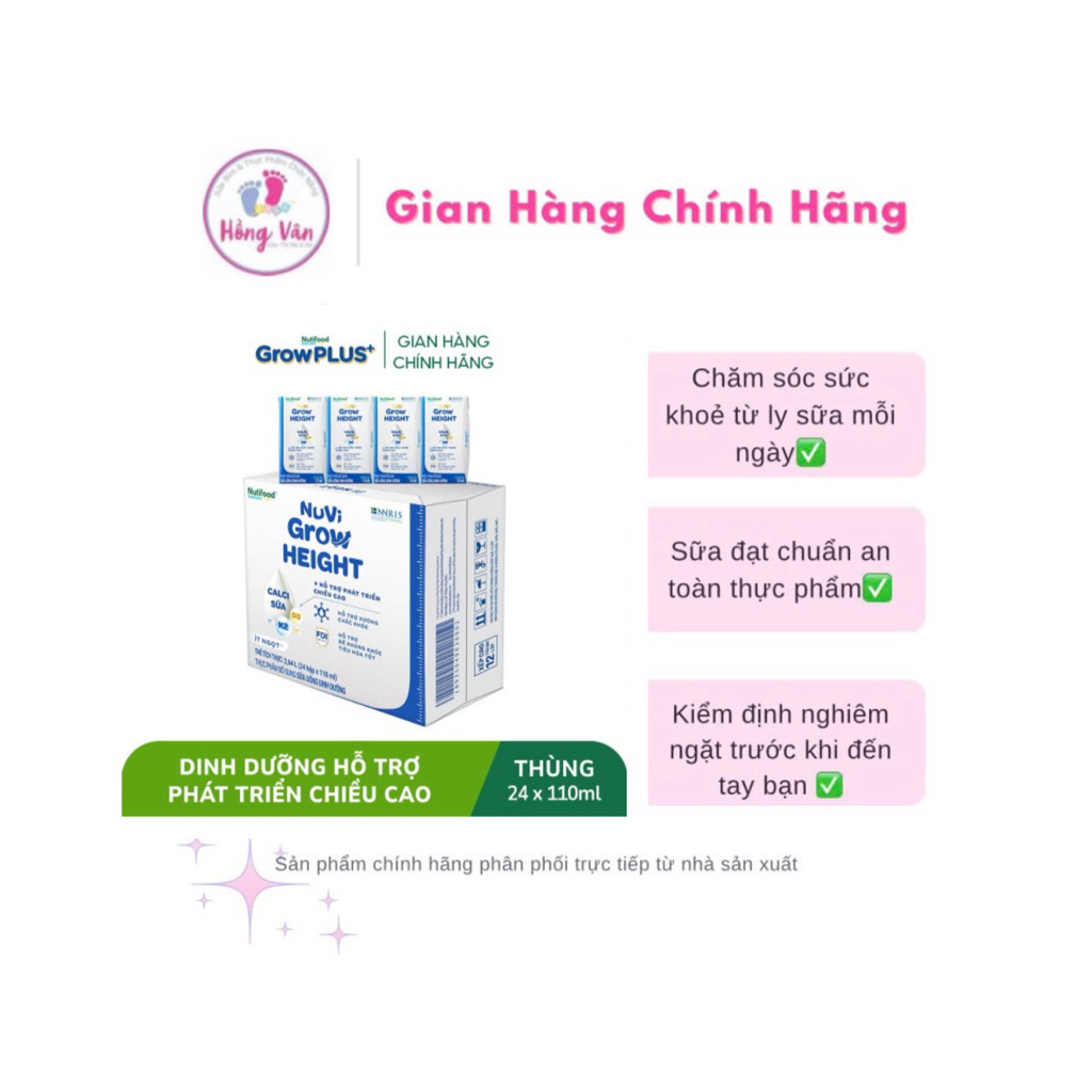 {Hot} Sữa Pha sẵn Nuvi Grow Height 1t 24hộp 110ml cho bé