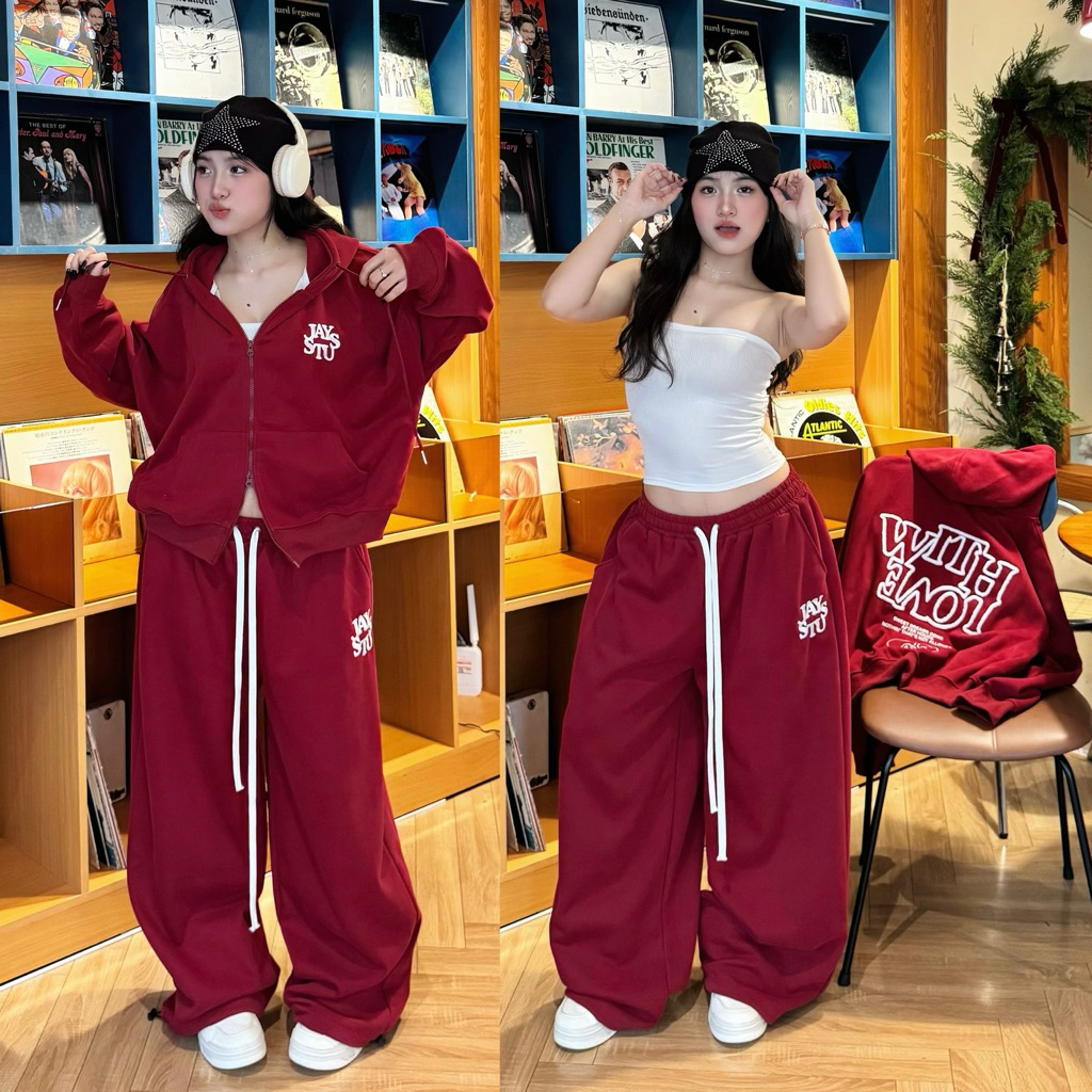 Set nỉ WITH LOVE ❤️‍🔥 vải 2 da ko xù lông Áo hoodie zip boxy và Quần nỉ (có tách lẻ) Brand Jaystoree | BigBuy360 - bigbuy360.vn