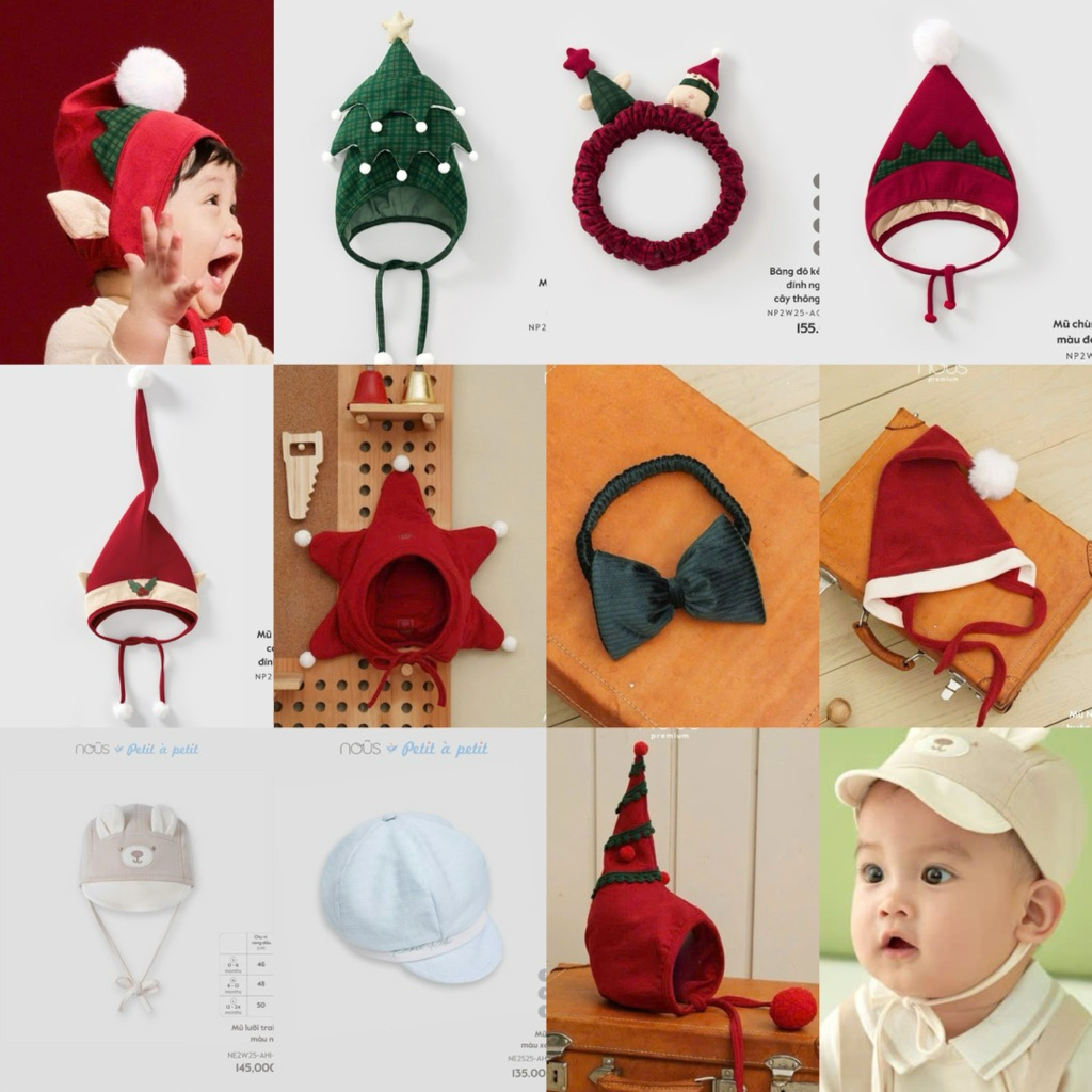  Nous X-mas Phụ Kiện Nous Mũ Nón Băng Đô Dễ Thương Đáng Yêu Cao Cấp Cho Bé Trai Và Bé Gái Nhiều Mẫu Chính Hãng 