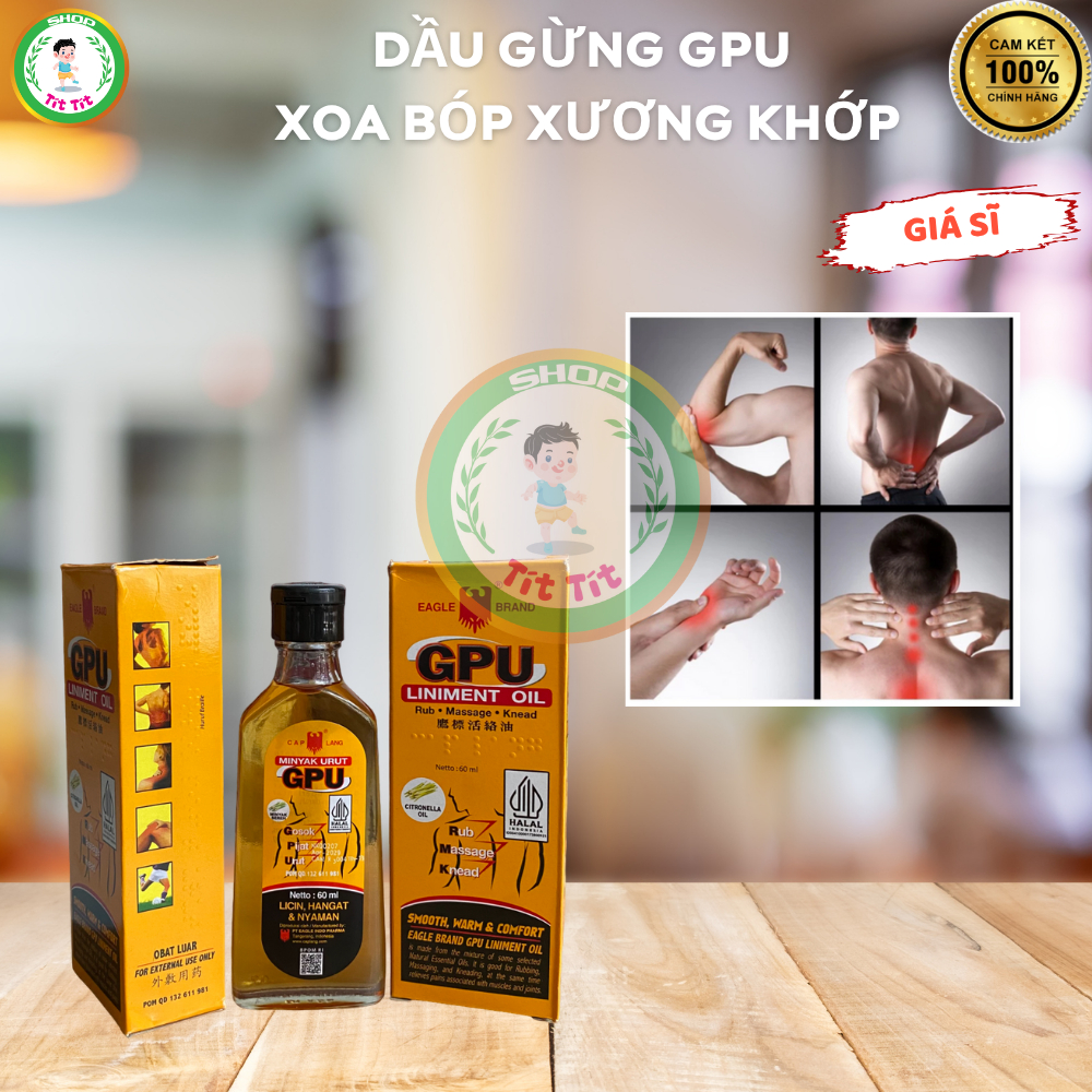 Dầu gừng GPU 60ml, dầu gừng xoa bóp xương khớp GPU 60ml Indonesia
