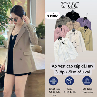  Áo vest Cúc fashion vải cao cấp dáng tay dài đẹp thời trang nữ công sở kiểu khoác blazer 4 cúc AV309 
