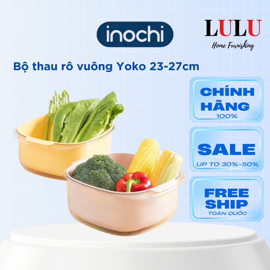 [Hỏa Tốc] Bộ thau kèm rổ vuông Yoko thau và rổ nhà bếp, bộ thau rổ vuông, bộ thau rổ nhựa