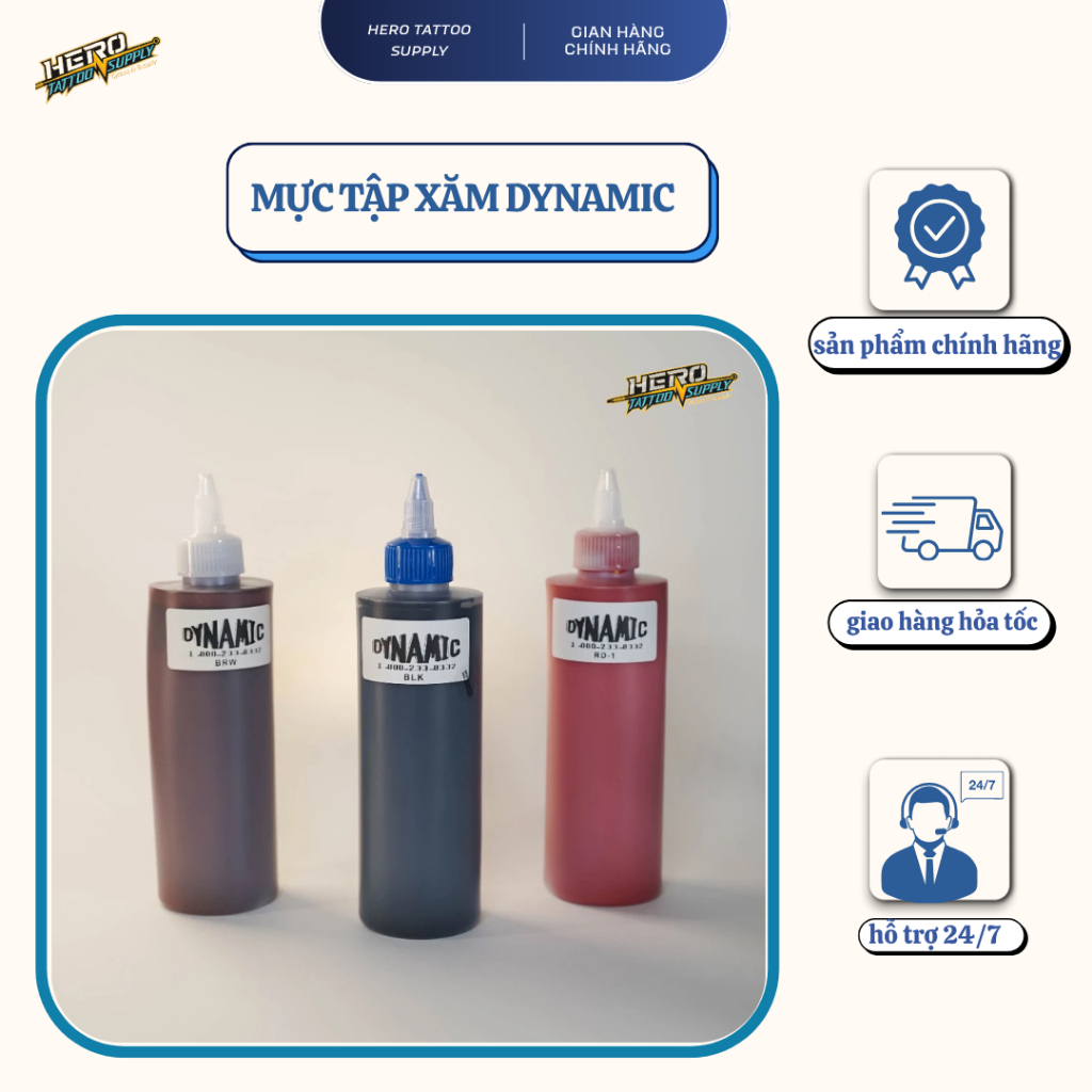 Mực Tập Phun Xăm và Xăm Hình Dynamic - Chai To 8oz 240ml