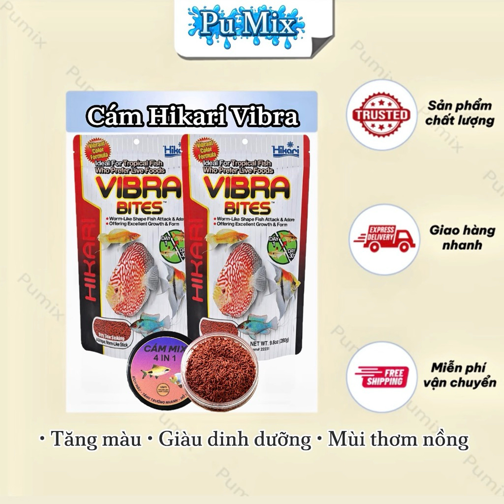 Cám Hikari Vibra Bites - Hỗ trợ tăng màu cho các loại cá , giàu dinh dưỡng mùi thơm hấp dẫn