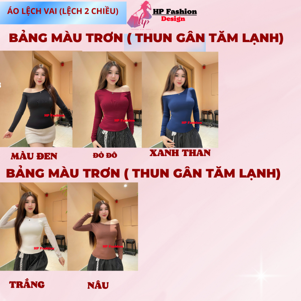 [Sọc ở cuối] Áo thun lệch trễ hở vai body dài tay, áo kiểu nữ màu đen trắng đỏ co giãn mùa hè noel tết tôn dáng  HP5 | BigBuy360 - bigbuy360.vn