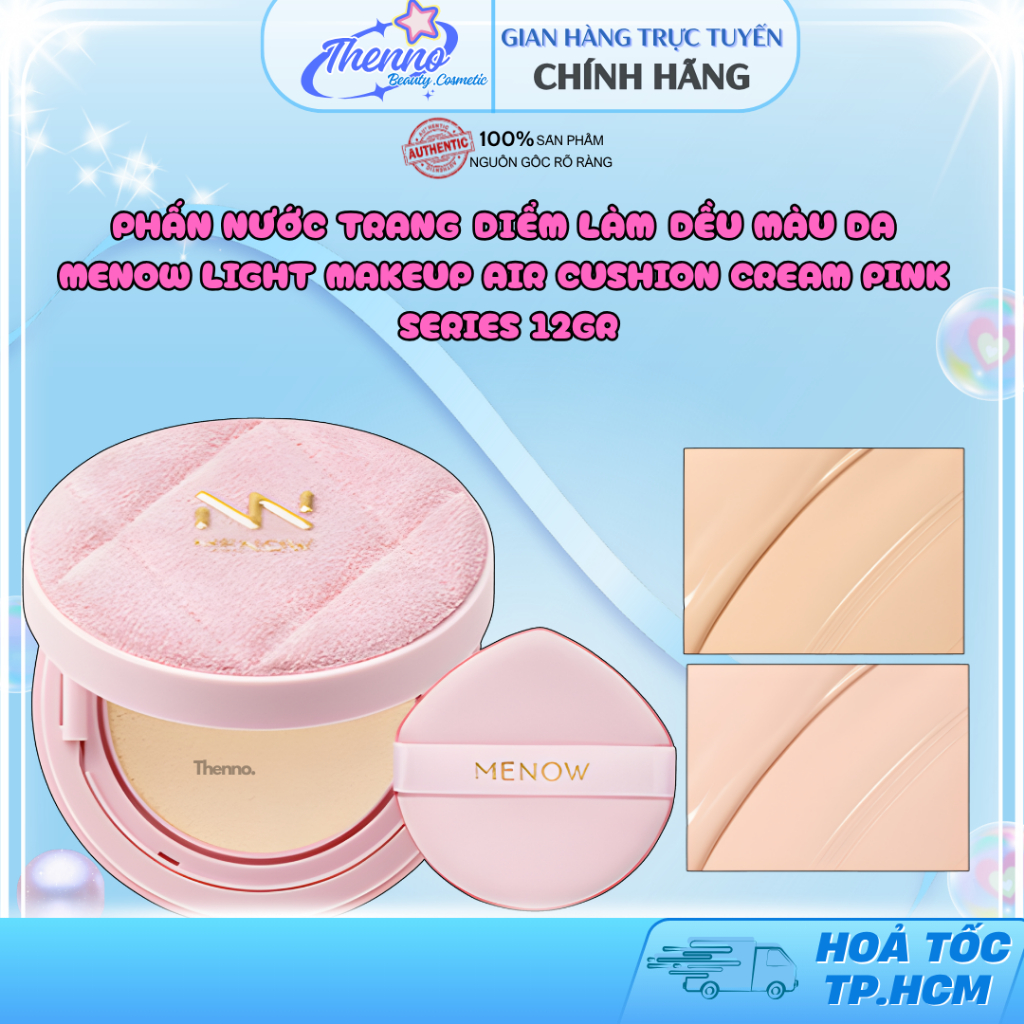 Phấn Nước Trang Điểm Làm Đều Màu Da Menow Light Makeup Air Cushion Cream Pink Series 12gr