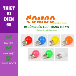  COMBO 10 Bóng đèn Led tròn 1w chống nước mưa nhiều màu trang trí ngoài trời quán cafe đui xoáy E27 