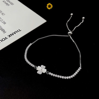  Lắc tay bạc Cỏ 4 lá mix dải đá Lắc tay Tiệm bạc 21Centimeters 