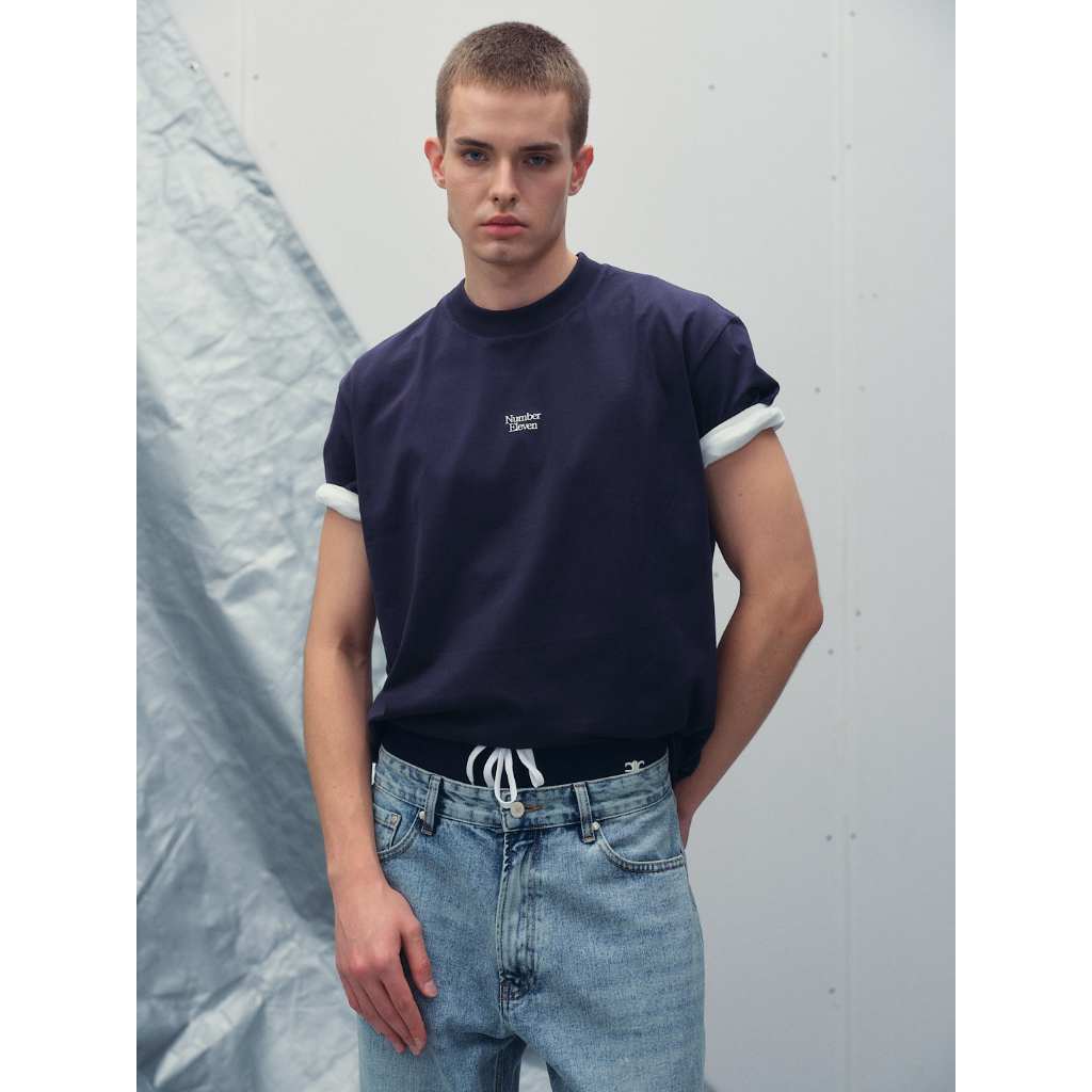 ELEVEN - Áo thun unisex nam nữ Printed Number Eleven Stack - màu Xanh Navy