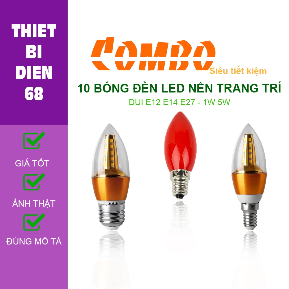 10 Bóng đèn Led nến bắp ngô quả nhót trái ớt cà na 1w 5w đui xoáy E12 E14 E27 đèn chùm trang trí