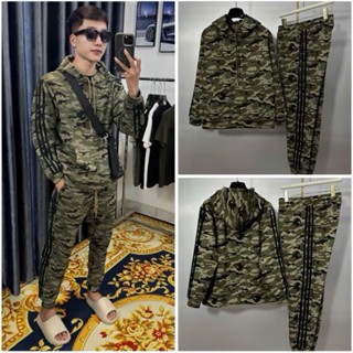  Đồ Bộ Nam Dài Tay Thu Đông PB Nỉ Da Cá In Hoạ Tiết Loang Rằn Ri Thêu Logo Phối 3 Sọc Viền Dày ặn Dành Cho Boy Phố 2026 