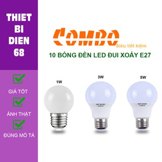  10 Bóng đèn LED tròn 1w 3w 5w trang trí chống nước mưa ngoài trời sáng vàng trắng và nhiều màu đui xoáy E27 220v 
