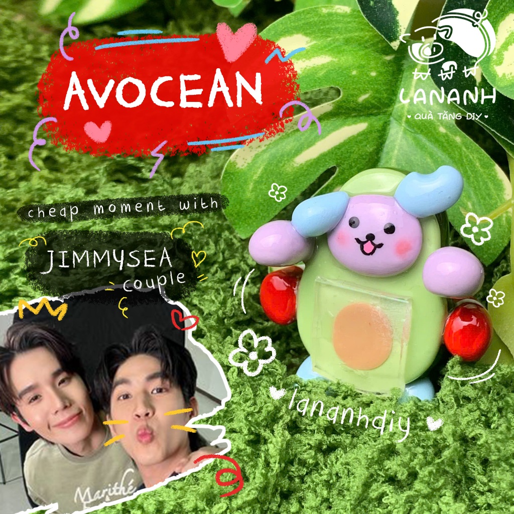 [Hippers for phone] CÓ SẴN-AVOCEAN-Mô hình bám điện thoại đất sét handmade dễ thương