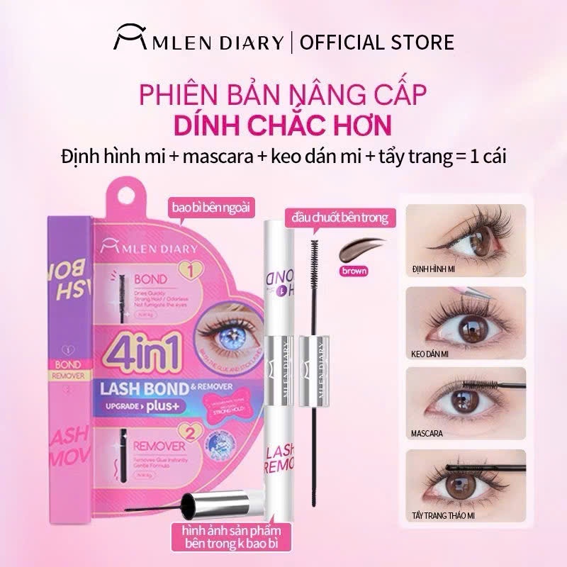 Mlen Diary Keo 2 đầu 4in1 Keo dán mi siêu chắc kết hợp với dung dịch tẩy mi tiện lợi | BLINK BEAUTY