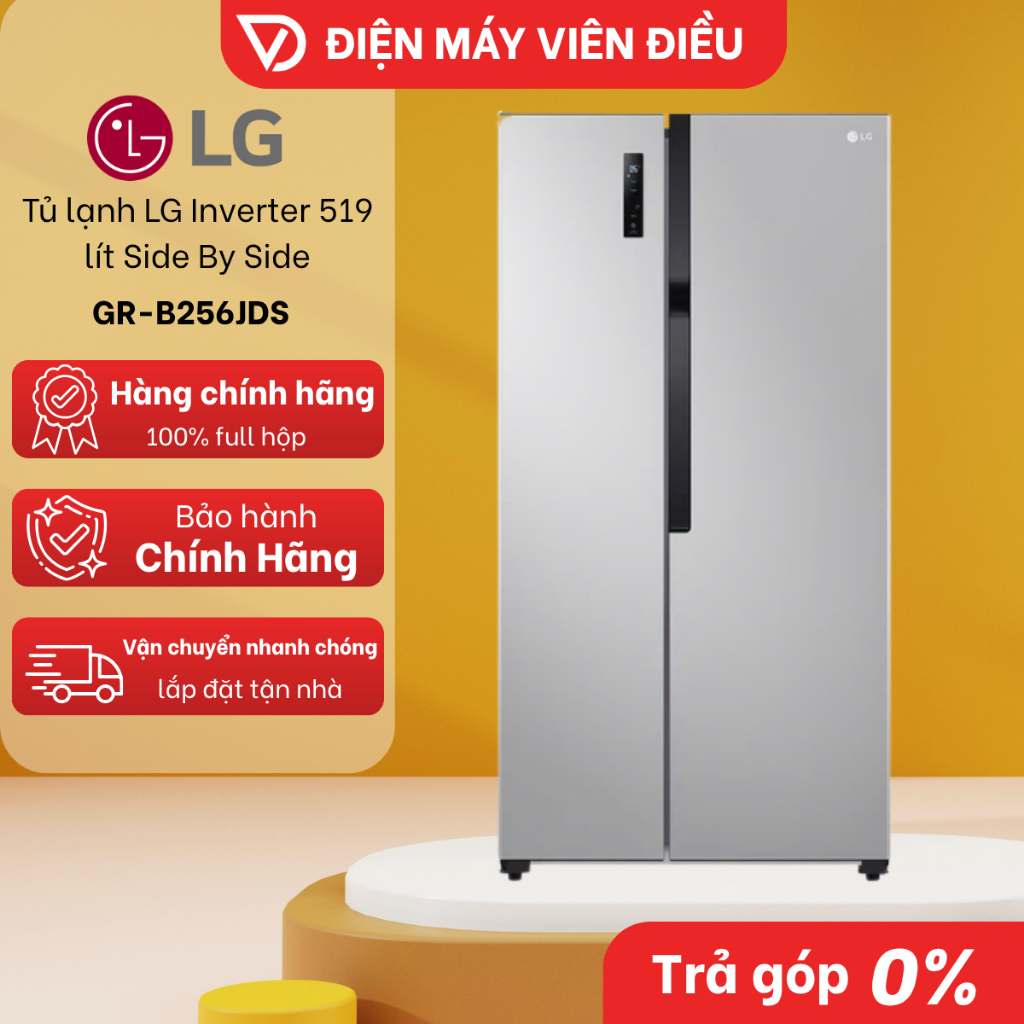 [FREESHIP NGHỆ AN] GR-B256JDS - Tủ lạnh LG Inverter 519 lít Side By Side GR-B256JDS