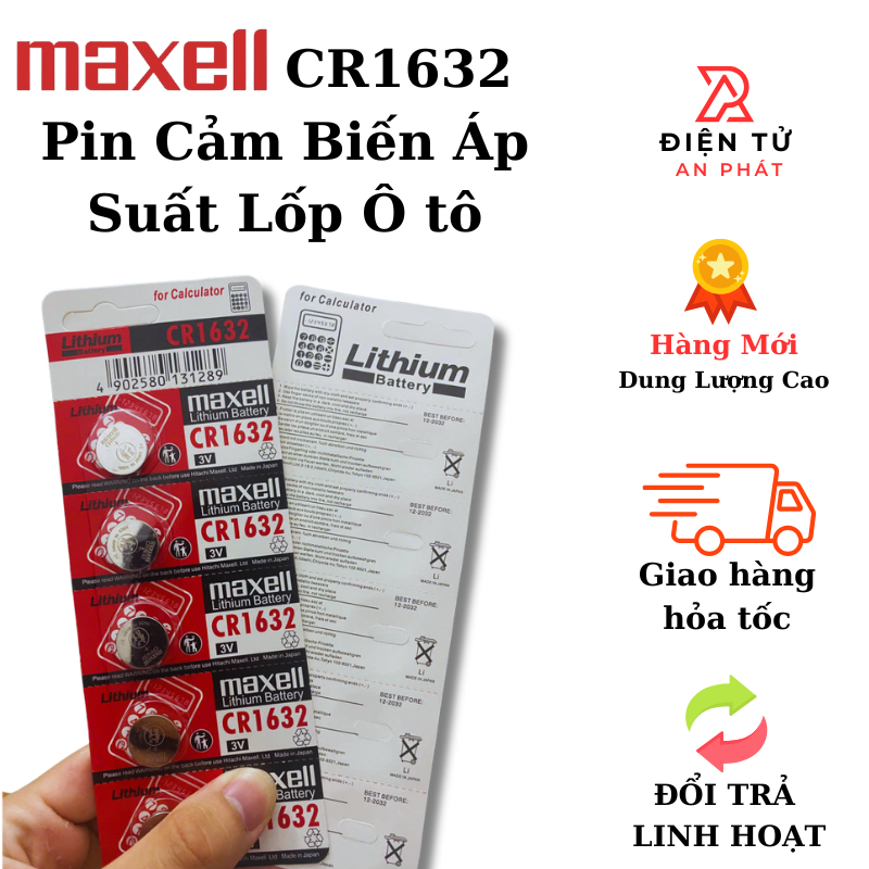 Pin Cảm Biến Áp Suất Lốp Ô Tô CR1632 3V Chính Hãng Nhật Bản Độ Bền Cao Dùng Lâu Pin Maxell Cr1632 Fu