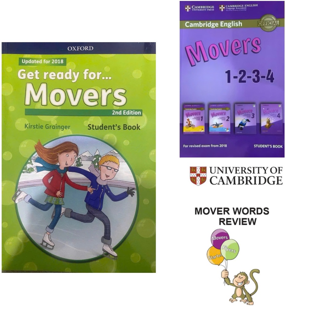 Bộ sách Get Ready For Movers + Sách Movers in gộp 1-2-3-4 + Vở từ vựng Movers