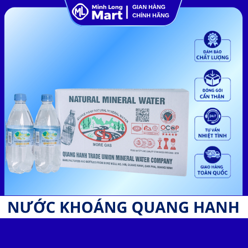 Nước Khoáng Quang Hanh 500ml – Thùng 20 Chai – Có Ga, Vị Mặn Nhẹ – Nước Khoáng Quang Hanh Thiên Nhiê