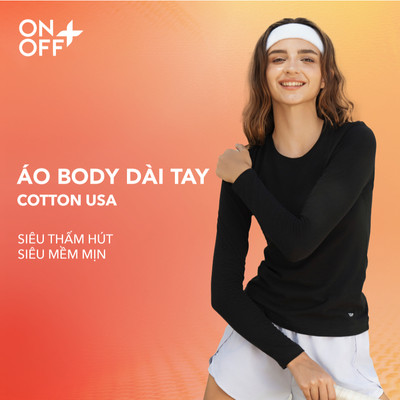 Áo body nữ dài tay tối giản, mềm mại, giữ ấm nhẹ, co giãn thoải mái hoạt động ONOFF