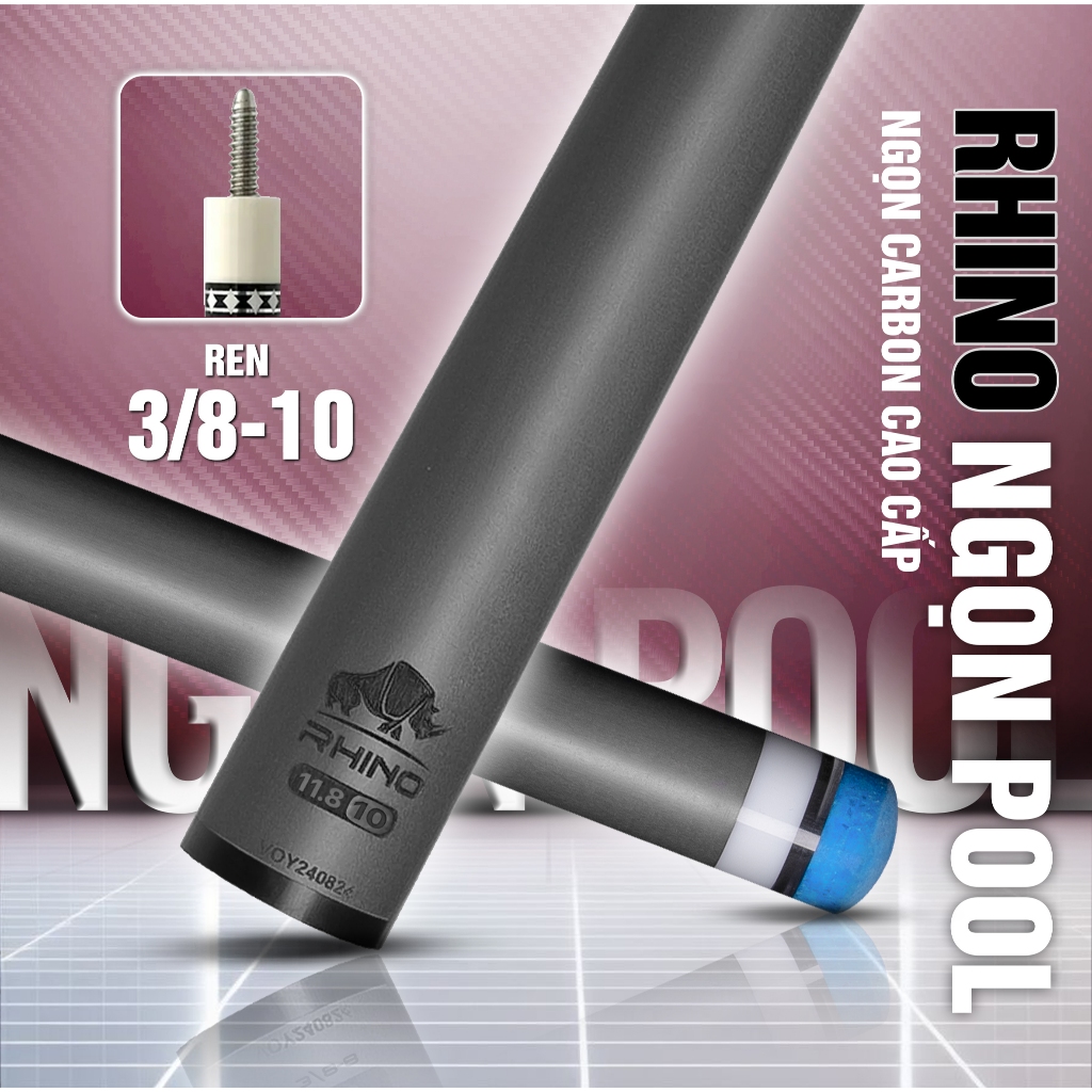 Ngọn Bida Lỗ Carbon RHINO Ren 3/8-10 Chính Hãng