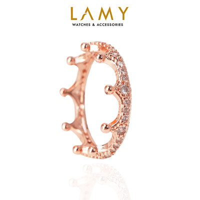 Nhẫn bạc nữ LAMY Clear Sparkling Crown Rose Gold Ring 8057