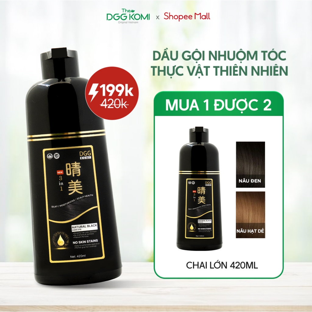  Dầu gội phủ bạc KOMI Việt nam nhuộm tóc thảo dược đen tóc từ lần gội đầu tiên-VN 420ml 